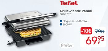 Promotions Tefal grille-viande panini cg242d12 - Tefal - Valide de 01/03/2024 à 31/03/2024 chez Eldi