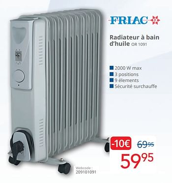 Promotions Friac radiateur à bain d’huile or 1091 - Friac - Valide de 01/03/2024 à 31/03/2024 chez Eldi