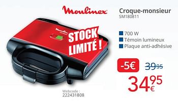 Promotions Moulinex croque-monsieur sm180811 - Moulinex - Valide de 01/03/2024 à 31/03/2024 chez Eldi