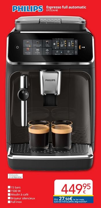 Promoties Philips espresso full automatic ep3324-40 - Philips - Geldig van 01/03/2024 tot 31/03/2024 bij Eldi