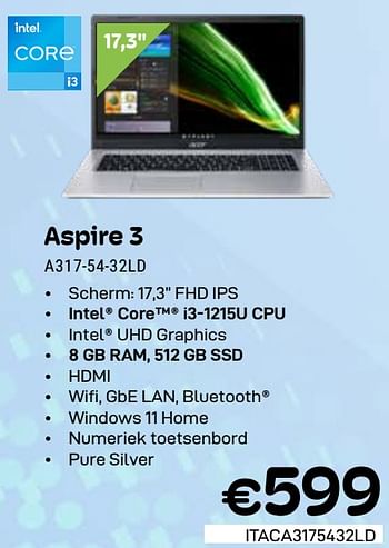 Promoties Acer aspire 3 a317-54-32ld - Acer - Geldig van 01/03/2024 tot 31/03/2024 bij Compudeals