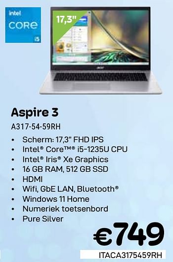 Promoties Acer aspire 3 a317-54-59rh - Acer - Geldig van 01/03/2024 tot 31/03/2024 bij Compudeals