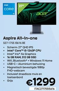 Acer aspire all-in-one s27-1755 i5616 be-Acer