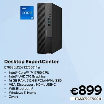 Promoties Asus desktop expertcenter d700sd_cz-712700011w - Asus - Geldig van 01/03/2024 tot 31/03/2024 bij Compudeals