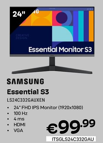 Promoties Samsung essential s3 ls24c332gauxen - Samsung - Geldig van 01/03/2024 tot 31/03/2024 bij Compudeals