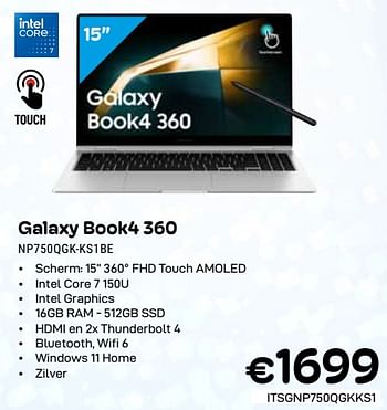 Promotions Samsung galaxy book4 360 np750qgk-ks1be - Samsung - Valide de 01/03/2024 à 31/03/2024 chez Compudeals