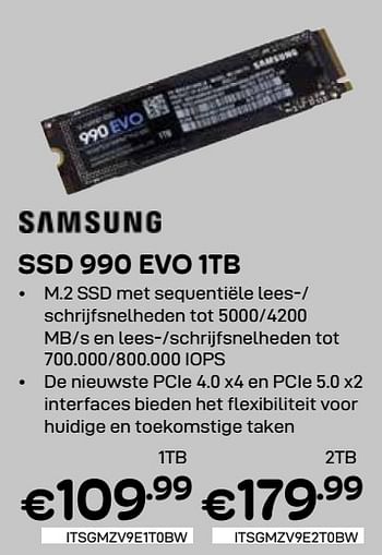 Promoties Samsung ssd 990 evo 1tb - Samsung - Geldig van 01/03/2024 tot 31/03/2024 bij Compudeals