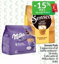 Senseo pads cappuccino of of koffie verkeerd cafe latte of milka choco-Huismerk - Intermarche