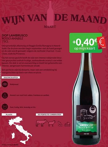 Promotions Dop lambrusco rosso amabile - Vins rosé - Valide de 01/03/2024 à 31/03/2024 chez Intermarche
