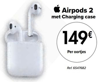 Promotions Apple Airpods 2 met charging case - Apple - Valide de 01/03/2024 à 01/04/2024 chez Carrefour