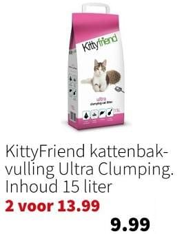 Promoties Kittyfriend kattenbak vulling ultra clumping - Kitty Friend - Geldig van 04/03/2024 tot 10/03/2024 bij Intratuin