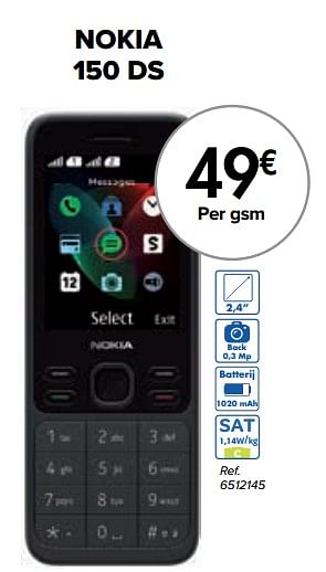 Promotions Nokia 150 ds - Nokia - Valide de 01/03/2024 à 01/04/2024 chez Carrefour