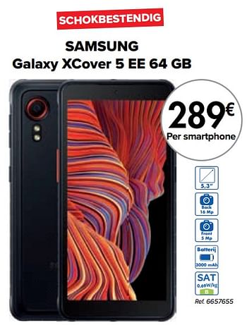 Promoties Samsung galaxy xcover 5 ee 64 gb - Samsung - Geldig van 01/03/2024 tot 01/04/2024 bij Carrefour