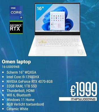 Promotions Hp omen laptop 16-u0009nb - HP - Valide de 01/03/2024 à 31/03/2024 chez Compudeals