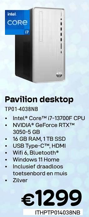 Promotions Hp pavilion desktop tp01-4038nb - HP - Valide de 01/03/2024 à 31/03/2024 chez Compudeals
