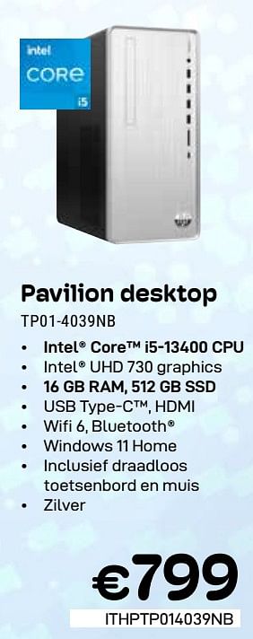 Promotions Hp pavilion desktop tp01-4039nb - HP - Valide de 01/03/2024 à 31/03/2024 chez Compudeals