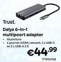 Dalyx 6-in-1 multipoort adapter-Trust