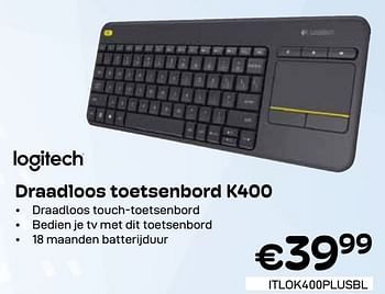 Promoties Draadloos toetsenbord k400 - Logitech - Geldig van 01/03/2024 tot 31/03/2024 bij Compudeals