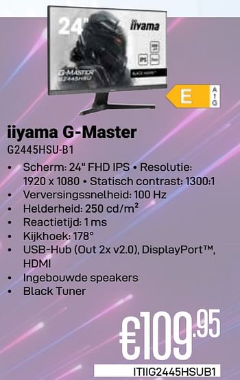 Promotions Iiyama g-master g2445hsu-b1 - Iiyama - Valide de 01/03/2024 à 31/03/2024 chez Compudeals