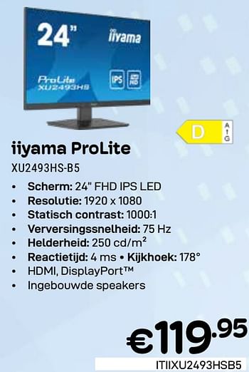 Promoties Iiyama prolite xu2493hs-b5 - Iiyama - Geldig van 01/03/2024 tot 31/03/2024 bij Compudeals