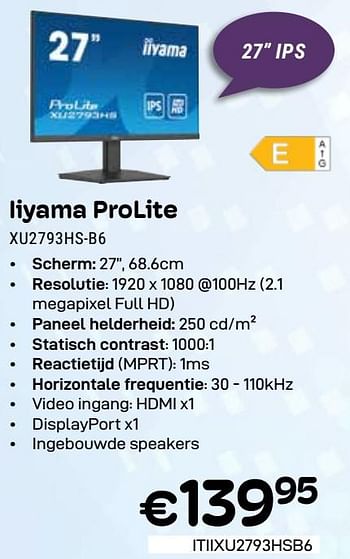 Promoties Iiyama prolite xu2793hs-b6 - Iiyama - Geldig van 01/03/2024 tot 31/03/2024 bij Compudeals