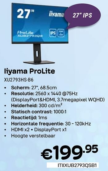 Promoties Iiyama prolite xu2793hs-b6 - Iiyama - Geldig van 01/03/2024 tot 31/03/2024 bij Compudeals