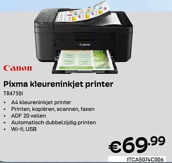 Promoties Canon pixma kleureninkjet printer tr4750i - Canon - Geldig van 01/03/2024 tot 31/03/2024 bij Compudeals