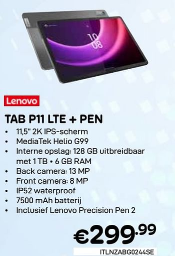 Promoties Lenovo tab p11 lte + pen - Lenovo - Geldig van 01/03/2024 tot 31/03/2024 bij Compudeals