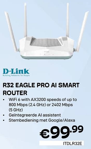 Promotions R32 eagle pro ai smart router - D-Link - Valide de 01/03/2024 à 31/03/2024 chez Compudeals