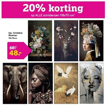 Promoties Schilderij bloemen - Huismerk - Leen Bakker - Geldig van 04/03/2024 tot 17/03/2024 bij Leen Bakker