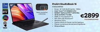 Promoties Asus proart studiobook 16 h7604ji-my043 - Asus - Geldig van 01/03/2024 tot 31/03/2024 bij Compudeals