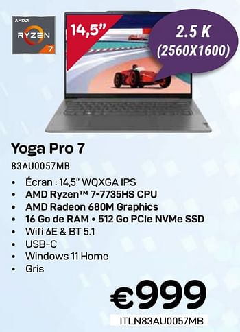 Promoties Lenovo yoga pro 7 83au0057mb - Lenovo - Geldig van 01/03/2024 tot 31/03/2024 bij Compudeals
