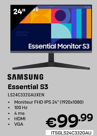 Promotions Samsung essential s3 ls24c332gauxen - Samsung - Valide de 01/03/2024 à 31/03/2024 chez Compudeals