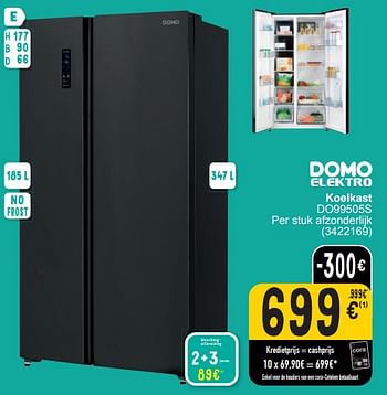 Promoties Domo elektro koelkast do99505s - Domo elektro - Geldig van 05/03/2024 tot 18/03/2024 bij Cora