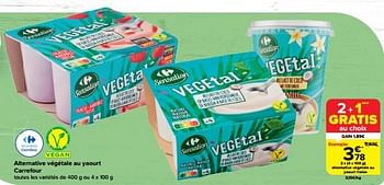 Promoties Alternative végétale au yaourt fraise - Huismerk - Carrefour  - Geldig van 06/03/2024 tot 18/03/2024 bij Carrefour