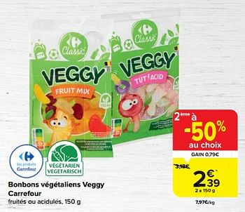 Promoties Bonbons végétaliens veggy carrefour - Huismerk - Carrefour  - Geldig van 06/03/2024 tot 18/03/2024 bij Carrefour