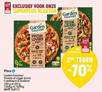 Promoties Pizza garden gourmet protein of veggie lovers - Garden Gourmet - Geldig van 07/03/2024 tot 16/03/2024 bij Delhaize