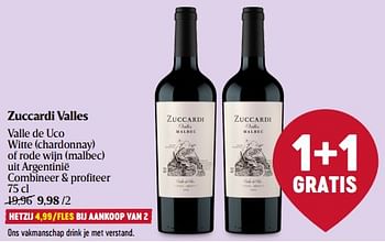 Promotions Zuccardi valles valle de uco witte chardonnay of rode wijn malbec uit argentinië - Vins rouges - Valide de 07/03/2024 à 16/03/2024 chez Delhaize