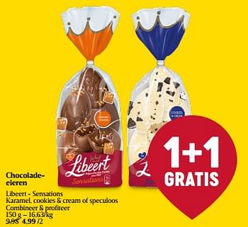 Promoties Chocoladeeieren Libeert - Sensations Karamel, cookies & cream of speculoos - Huismerk - Delhaize - Geldig van 07/03/2024 tot 16/03/2024 bij Delhaize
