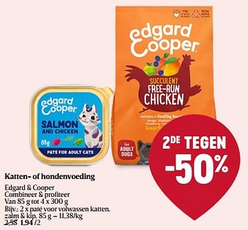 Promoties paté voor volwassen katten, zalm + kip - Edgard & Cooper - Geldig van 07/03/2024 tot 16/03/2024 bij Delhaize