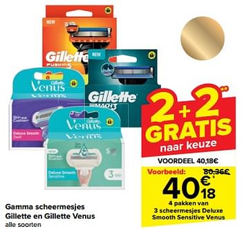 Promoties 3 Scheermesjes deluxe smooth sensitive venus - Gillette - Geldig van 05/03/2024 tot 18/03/2024 bij Carrefour