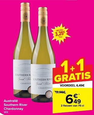 Promoties Australië southern river chardonnay wit - Witte wijnen - Geldig van 05/03/2024 tot 18/03/2024 bij Carrefour