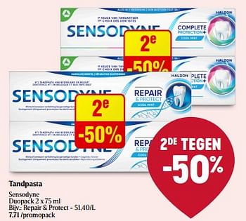 Promoties Tandpasta repair + protect - Sensodyne - Geldig van 07/03/2024 tot 16/03/2024 bij Delhaize