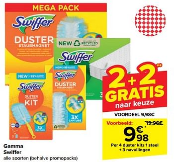 Promoties duster kits 1 steel + 3 navullingen - Swiffer - Geldig van 05/03/2024 tot 18/03/2024 bij Carrefour