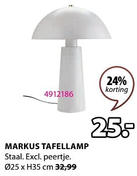 Promoties Markus tafellamp - Huismerk - Jysk - Geldig van 04/03/2024 tot 07/04/2024 bij Jysk