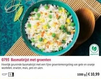 Promotions Basmatiriist met groenten - Produit maison - Bofrost - Valide de 01/03/2024 à 30/08/2024 chez Bofrost