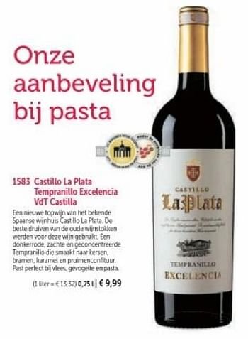 Promoties Castillo la plata tempranitio excelencia vat castilla - Rode wijnen - Geldig van 01/03/2024 tot 30/08/2024 bij Bofrost