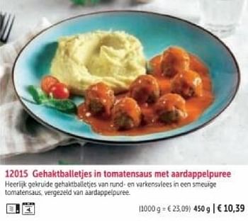 Promotions Gehaktballetjes in tomatensaus met aardappelpuree - Produit maison - Bofrost - Valide de 01/03/2024 à 30/08/2024 chez Bofrost