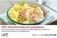 Ham-witloofrolletjes met aardappelpuree-Huismerk - Bofrost