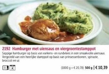 Promotions Hamburger met uiensaus en viergroentestamppot - Produit maison - Bofrost - Valide de 01/03/2024 à 30/08/2024 chez Bofrost